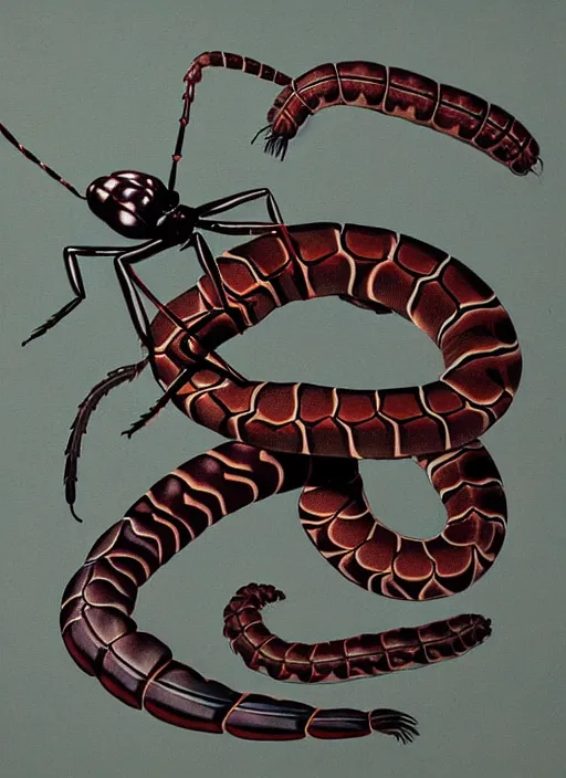 Prompt: beautiful matte airbrush portrait of scolopendra white a lot legs on a white background, 8 0's airbrush aesthetic, art by pater sato