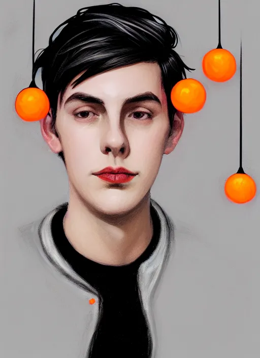 Image similar to portrait of teenage jughead jones wearing a light grey crown, crown, hamburger background, eyes closed, crown, black hair, orange, intricate, elegant, glowing lights, warm lighting, highly detailed, digital painting, artstation, concept art, smooth, sharp focus, illustration, art by wlop, mars ravelo and greg rutkowski