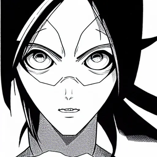 Image similar to alita by yukito kishiro. medium shot. black and white manga. pencil drawing. high detailed face