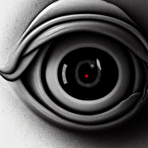 Image similar to a close up image of an eye of the watcher, eerie, black color scheme, horror, highly detailed, artstation, cgsociety