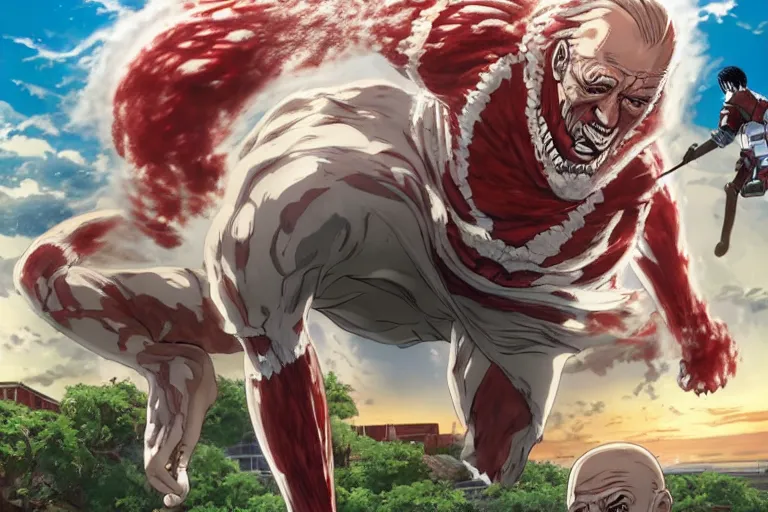 prompthunt: “ donald trump as an ugly titan, attack on titan