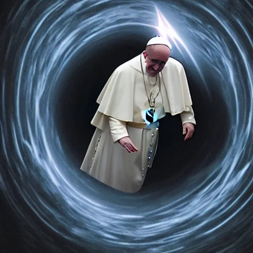 Image similar to the pope emerging from a black hole