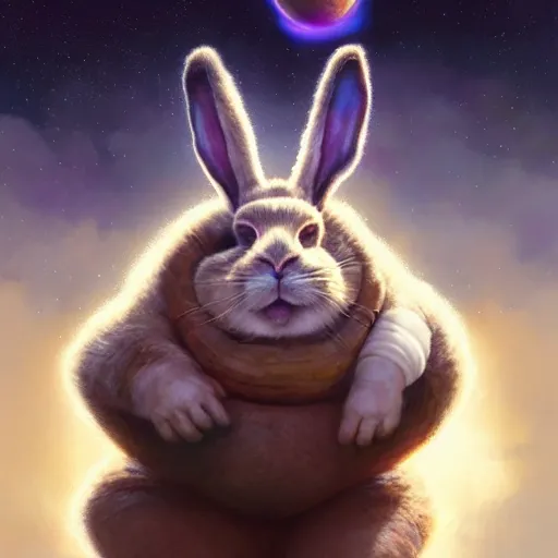 Image similar to hyper realistic, space balls, portrait of a mega derpy john candy, big chungus, with bunny ears, stoned, by greg rutkowski, scott m fischer, artgerm, loish, slight glow, atmospheric, anne stokes, alexandros pyromallis