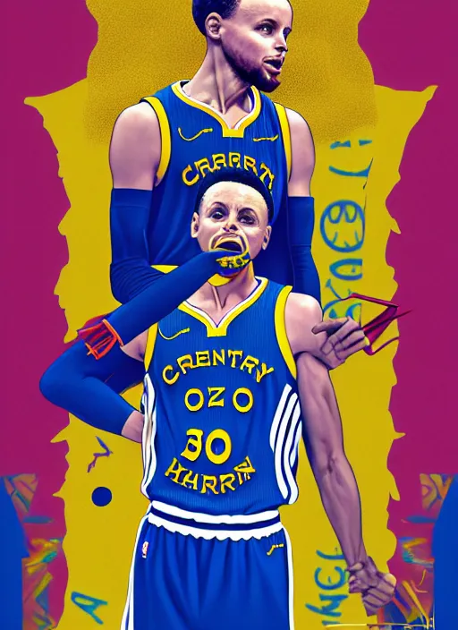 Image similar to stephen curry with the graduation album cover as a background, by martine johanna and simon stalenhag and chie yoshii and casey weldon and wlop, ornate, dynamic, particulate, rich colors, intricate, elegant, highly detailed, vogue, harper's bazaar art, fashion magazine, smooth, sharp focus, 8 k, octane render,