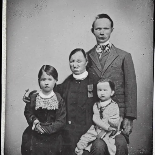 Prompt: old alien family photos, black and white, 1 9 0 0 s