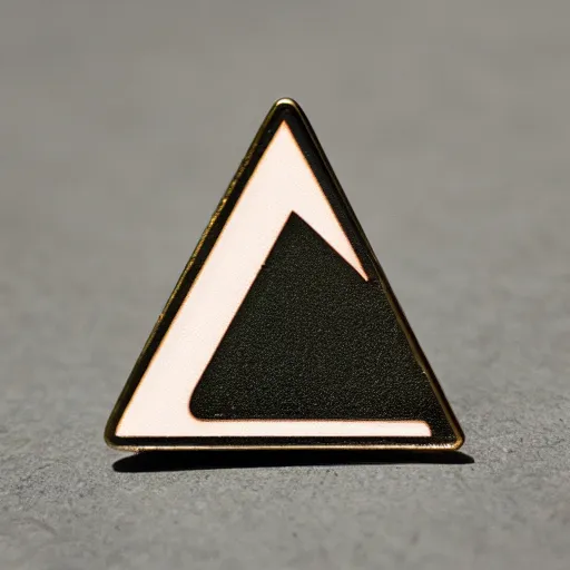 Image similar to a retro minimalistic triangle enamel pin of a retro minimalistic flame fire warning label, smooth curves