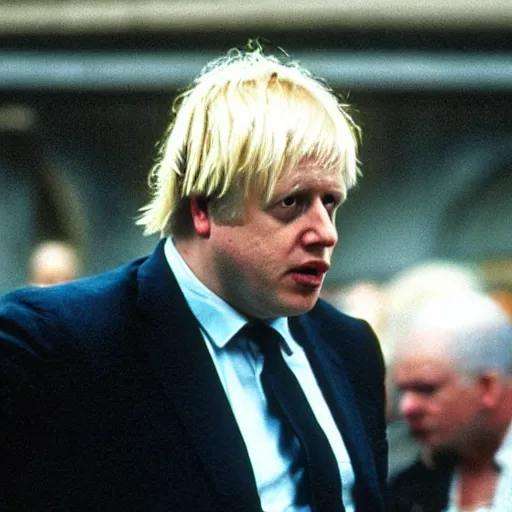 Image similar to film still of boris johnson in the matrix ( 1 9 9 9 )