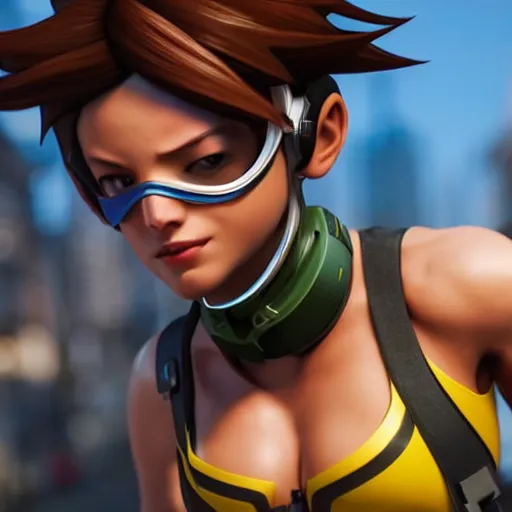 Prompt: realistic still of tracer, amazing details 8 k beautiful, ultra realistic, sharp focus, cinematic lightening, 8 k