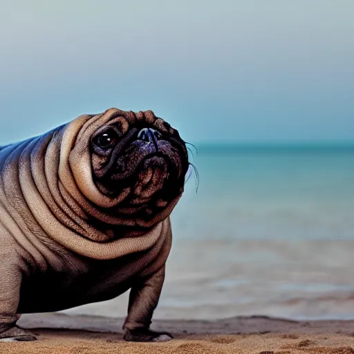 Image similar to a walrus that looks like a pug, national geographic photography