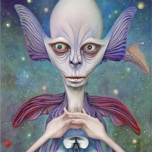 Image similar to portrait of surreal alien , artwork by Daniel Merriam,