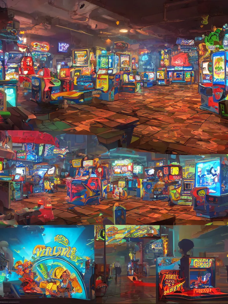 Image similar to arcade games by disney concept artists, blunt borders, rule of thirds