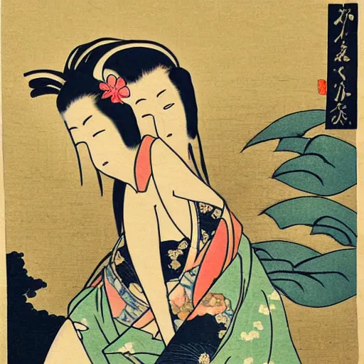 Image similar to japanese woman koi fish japanese art