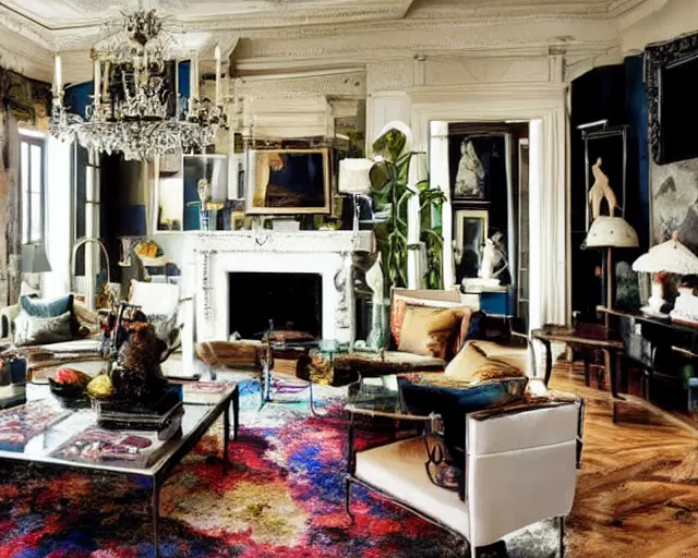 Image similar to Jackson Pollock themed interior design in a fancy mansion