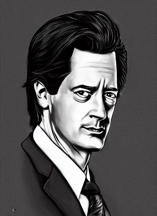 Image similar to portrait of kyle maclachlan as dale cooper by joshua budich