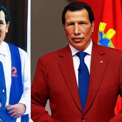 Image similar to spanish president pedro sanchez wearing hugo chavez clothes