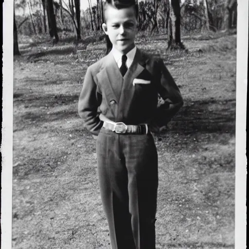 Image similar to a photographic of a very handsome young man in the 1 9 5 0 s, he is at camp