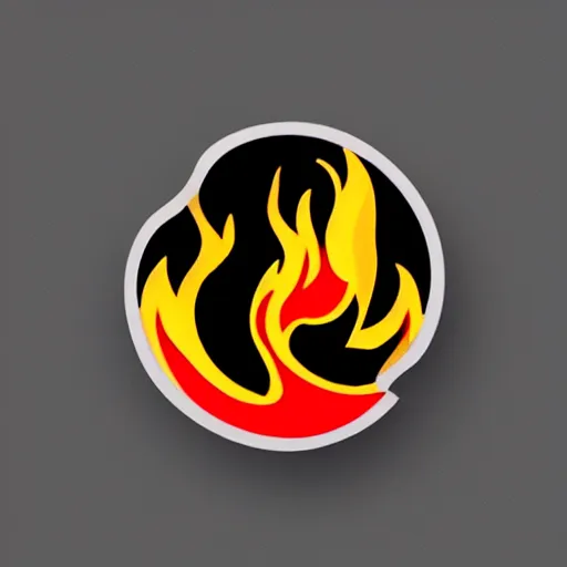 Image similar to a diamond enamel pin of a minimalistic clean illustration fire flames warning label, smooth curves