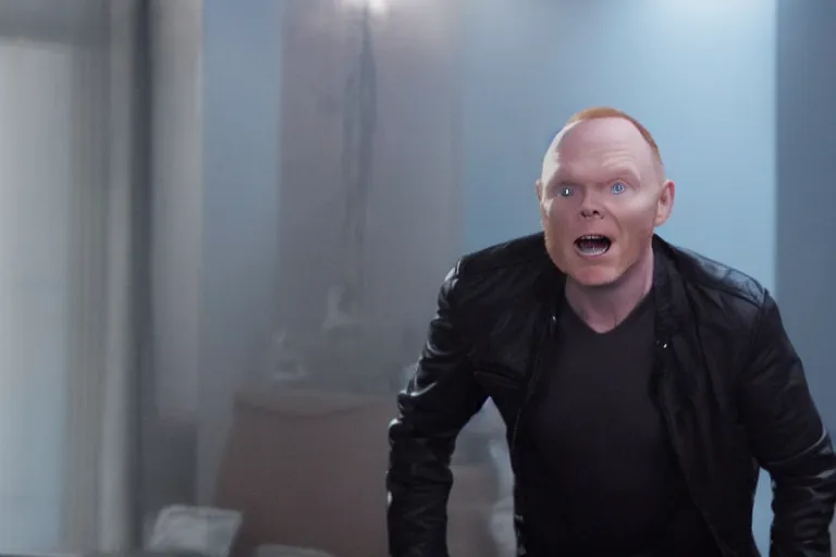 Image similar to a film still of Bill burr in catwoman, high quality