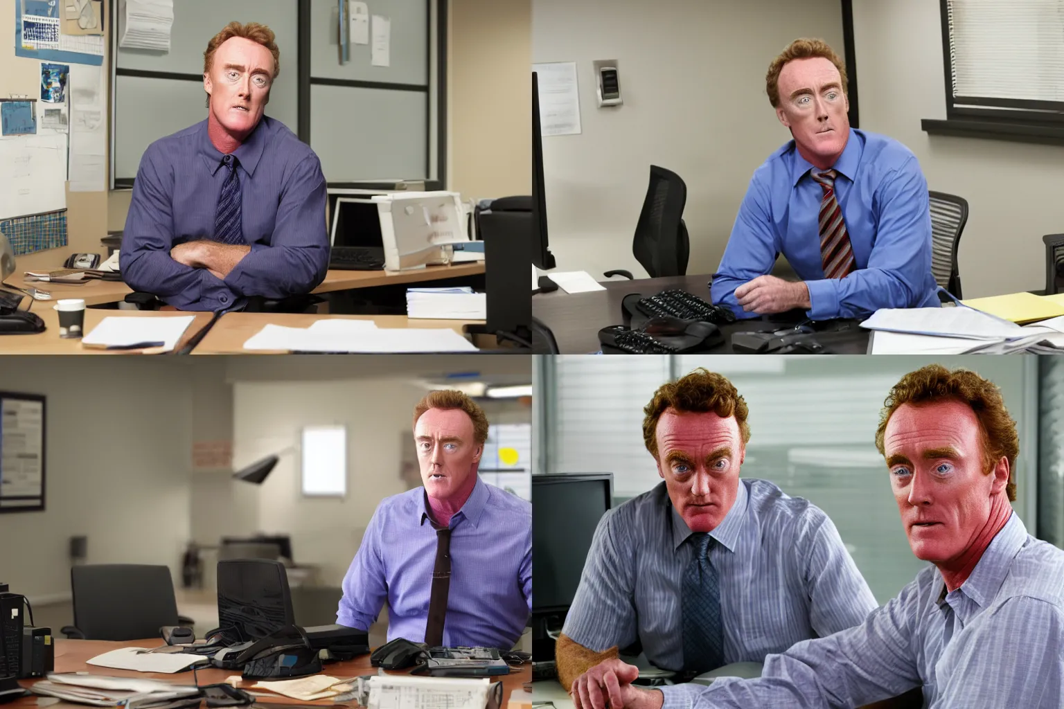 Prompt: john c mcginley working in an office, upscaled, 4k photo