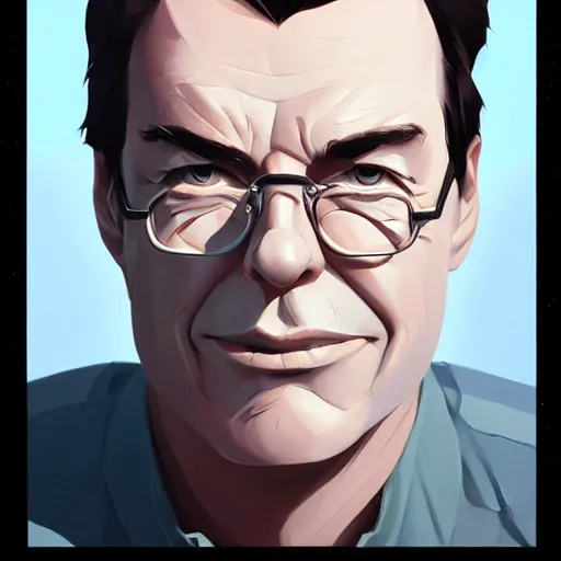 Image similar to face icon stylized minimalist michael crichton, loftis, cory behance hd by jesper ejsing, by rhads, makoto shinkai and lois van baarle, ilya kuvshinov, rossdraws global illumination