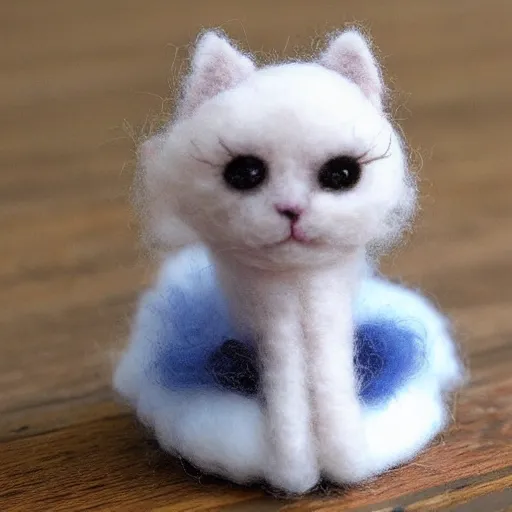 Prompt: fluffy needle felt kitten