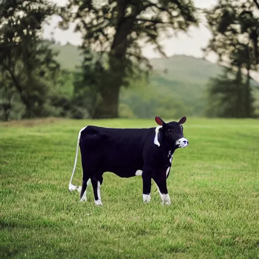 Image similar to a hybrid of a dog and a cow but mostly cow, 8 k, 4 k, professional photography, award winning photo