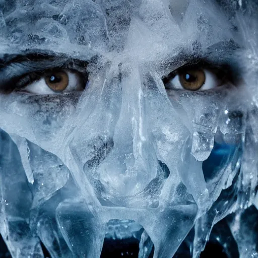 Image similar to see through clear sheet of ice sheet of ice in front of face face face behind ice face behind ice wide eyes