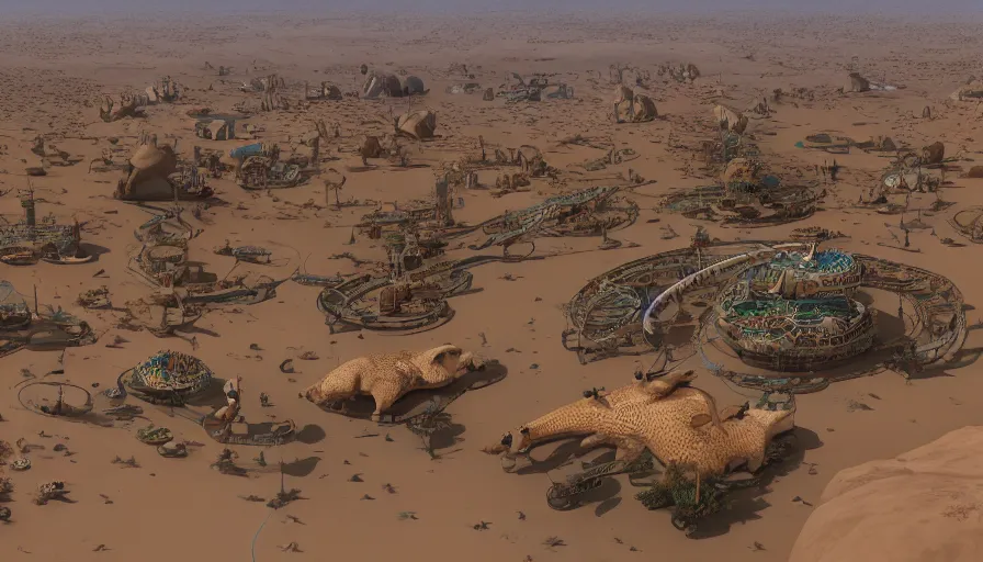 Prompt: 3D model of a high tech zoo in the Sahara, hyperdetailed, artstation, cgsociety, 8k