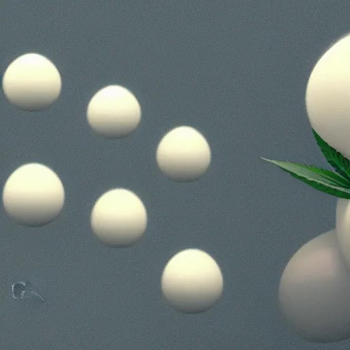 Image similar to portrait of a cannabis flavoured cute mochi snowball character. octane 8 k render by eyvind earle