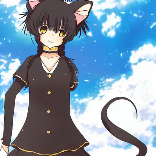 Image similar to Key anime visual of cute black and gold cat, official promotion media, sharp, ranking number 1 on Pixiv, digital art