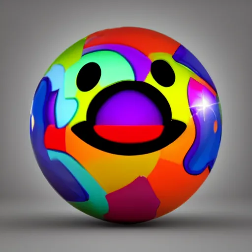 Prompt: emoticon smile , happy , big , 3d render , colorful glass sphere , centered , high detail, black bacground