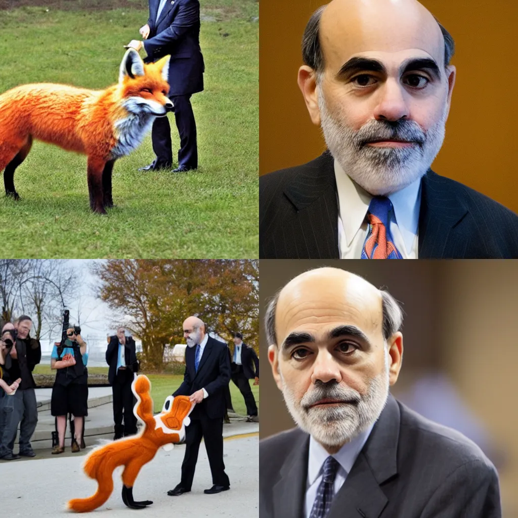 Prompt: Ben Bernanke dressed up as a fox, amateur photography