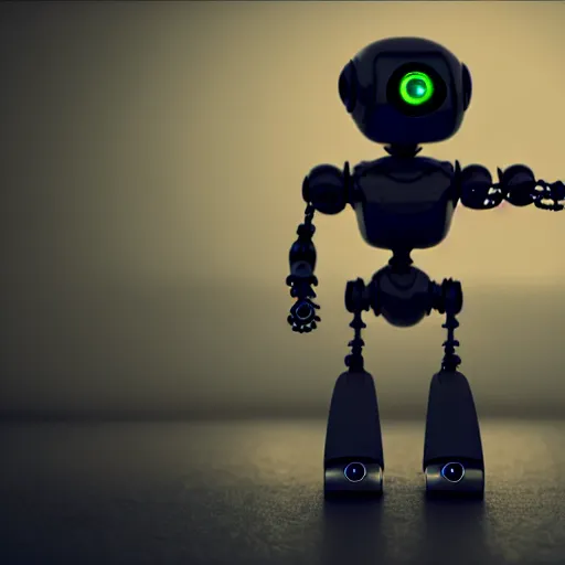 Prompt: a cute little robot at wood. super realistic 8 k render of a dark hooded powerful elegant, cinematic composition