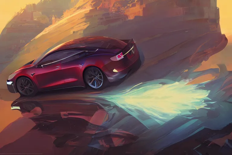 Prompt: tesla model 2, art gta 5 cover, official fanart behance hd artstation by jesper ejsing, rhads, makoto shinkai, lois van baarle, ilya kuvshinov, ossdraws, feng zhu, loish, laurie greasley, victo ngai, andreas rocha, john harris