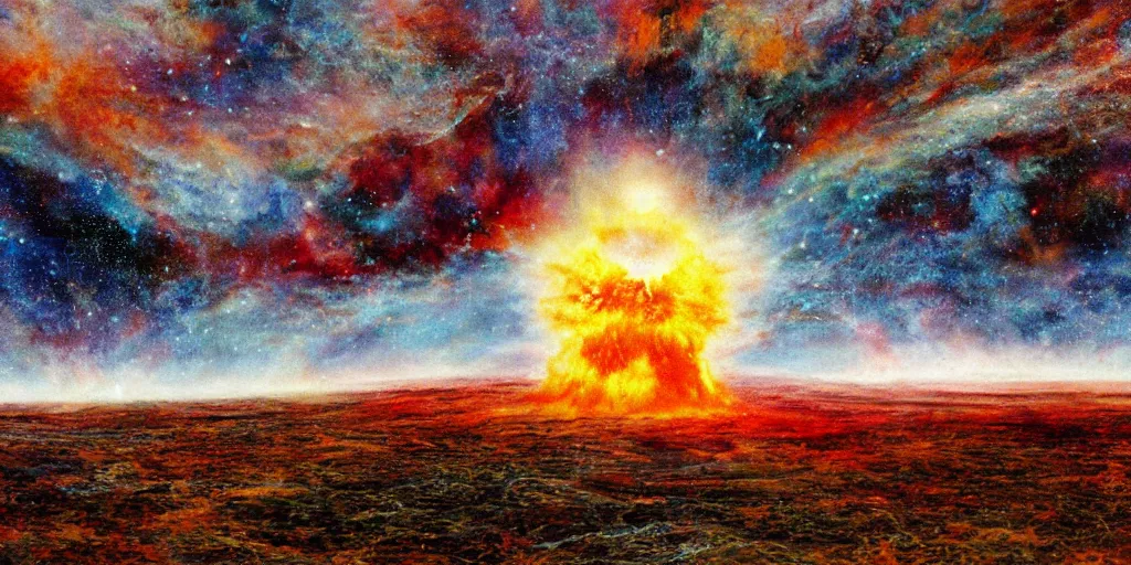 Image similar to a nuclear explosion of cosmic energy landscape