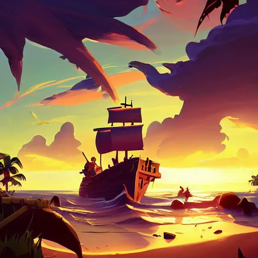 Image similar to painting treasure on sea of thieves game smooth median photoshop filter cutout vector, behance hd by jesper ejsing, by rhads, makoto shinkai and lois van baarle, ilya kuvshinov, rossdraws global illumination