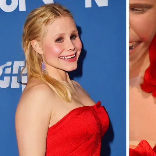 Image similar to gopro video of obese kristen bell in clowncore makeup