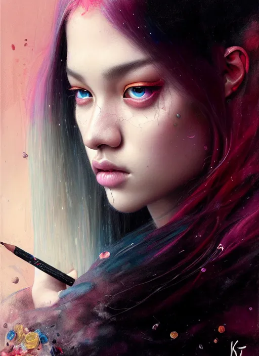 Image similar to jossi of blackpink, king, tarot card, highly detailed, digital painting, smooth, sharp focus, illustration, ultra realistic, unreal engine 8 k, art by karol bak and agnes cecile