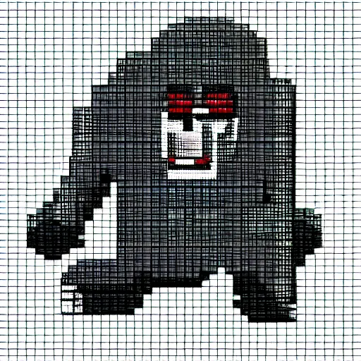 Image similar to 1 6 bit pixel art of a gorilla, white background, game sprite, 1 6 bit art,