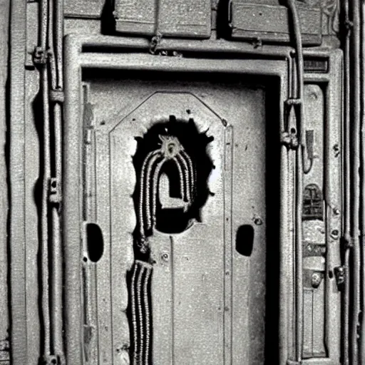 Image similar to hr giger a door that leads to anger