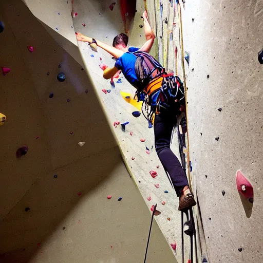 Prompt: climbing expedition on stairwell, high quality photo