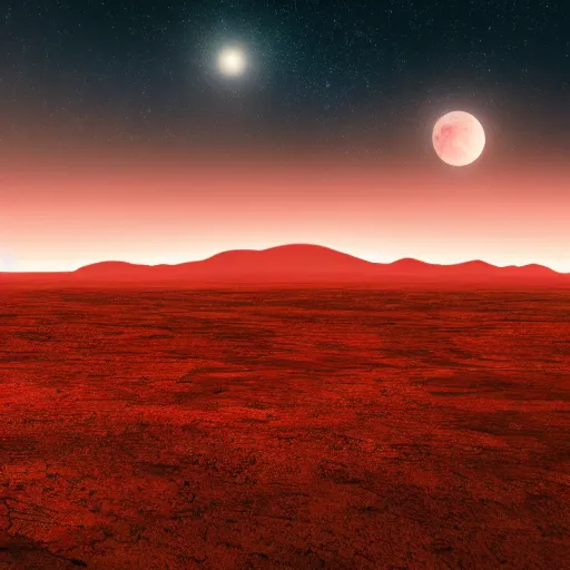 Image similar to photo of apocalypse landscape with full red Moon 8K