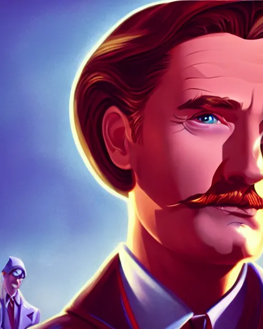 Prompt: Errol Flynn as a scientist. 1980s dystopian Soviet Russia, propaganda screens. Unreal engine, fantasy art by Lois van Baarle. Faithfully depicted facial expression, perfect anatomy global illumination, radiant light, detailed and intricate environment