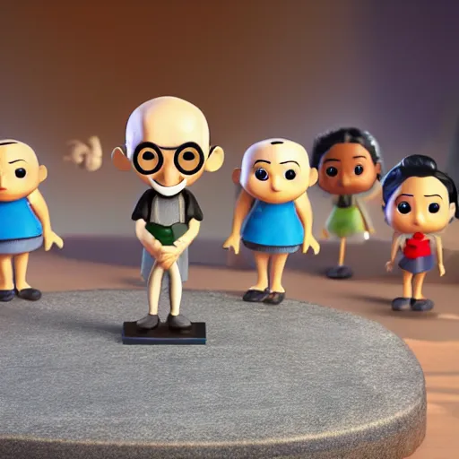 Image similar to toy of Mahatma Gandhi, pixar, very cute, chibi, pop vinyl, unreal engine, studio lighting,