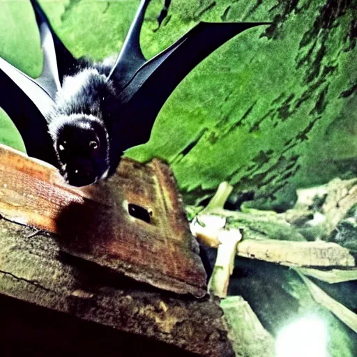 Prompt: A photo from a GoPro of a bat