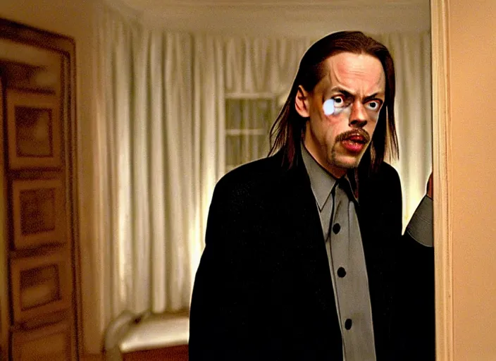 Image similar to steve buscemi in a still from the movie The Room (2003), saying Leave your stupid comments in your pocket!