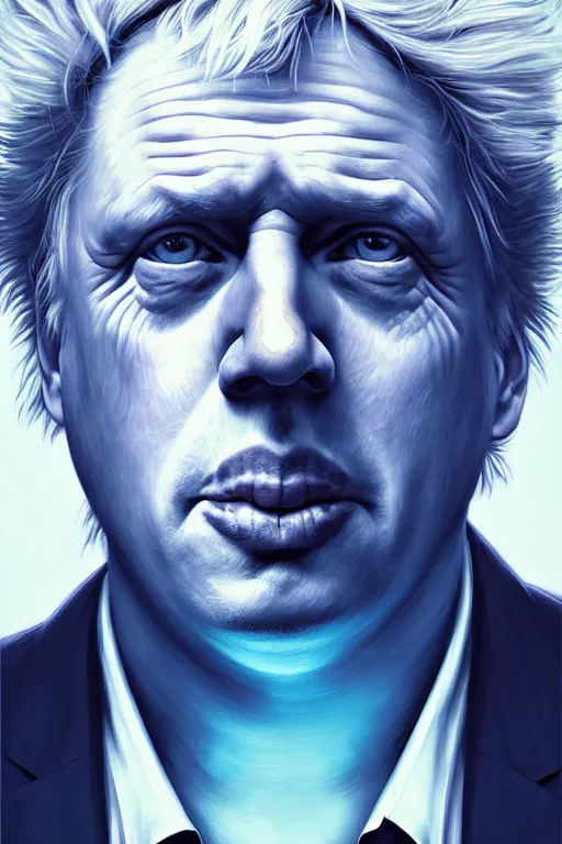 Image similar to Boris Johnson as Rick Sanchez, realistic portrait, symmetrical, highly detailed, digital painting, artstation, concept art, smooth, sharp focus, illustration, cinematic lighting, art by artgerm and greg rutkowski and alphonse mucha