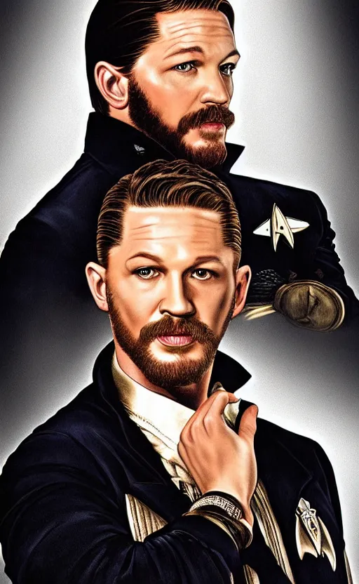 Image similar to portrait of tom hardy as commander riker ,star trek tng,