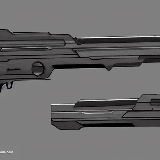 Prompt: concept art minimalist gun rifle weapon design all attachments