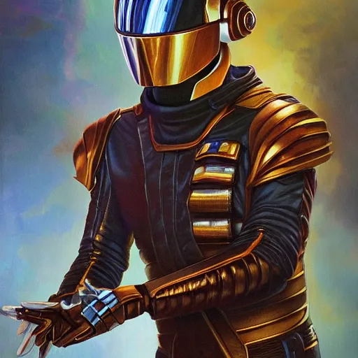 Image similar to Daft Punk as fantasy D&D characters, portrait art by Donato Giancola and James Gurney, digital art, trending on artstation